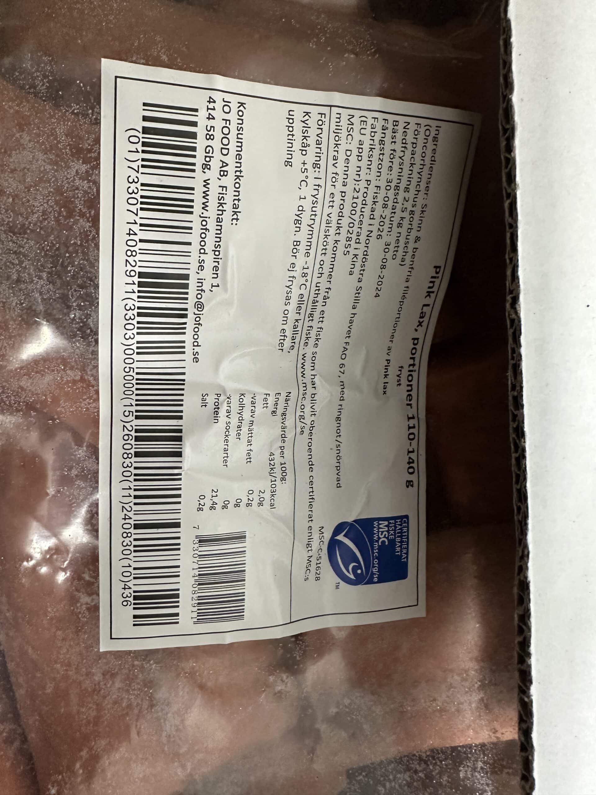 Pink Lax portioner 2,5 kg MSC